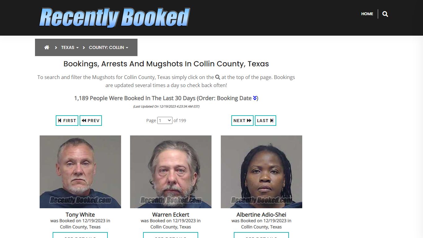 Recent bookings, Arrests, Mugshots in Collin County, Texas